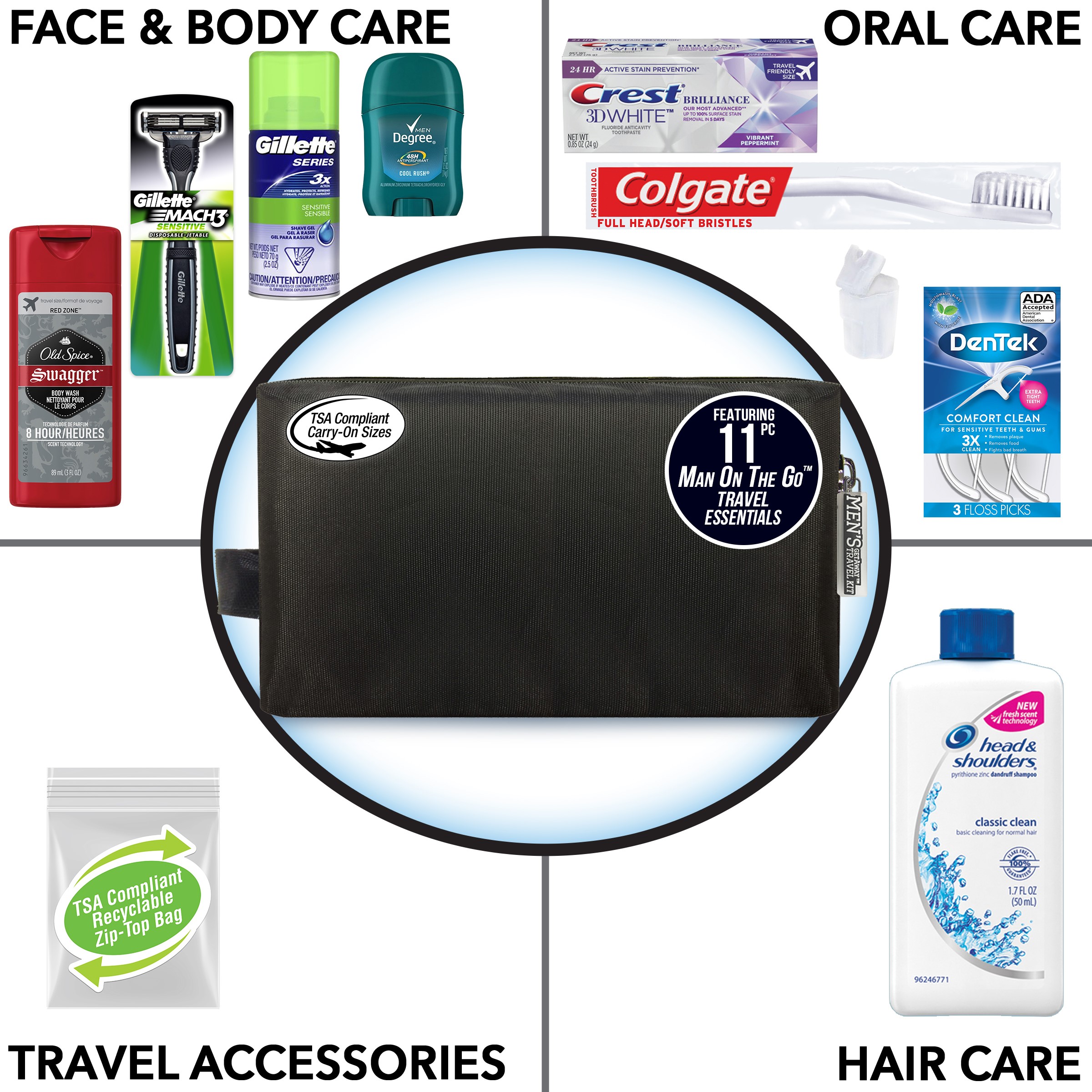 Convenience Kits “Man On The Go” Premium 10-Piece Travel Kit