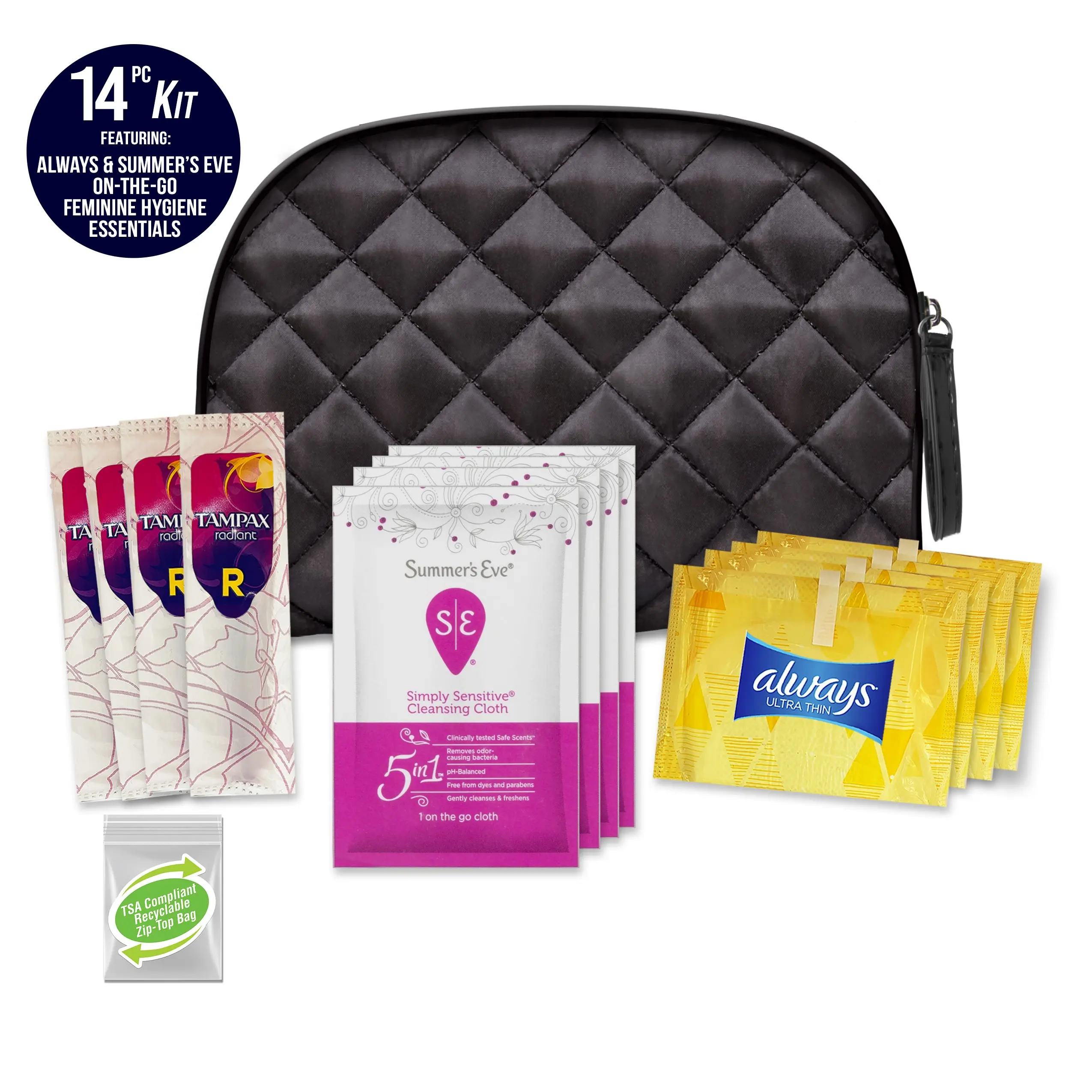  TravKits Female Hygiene Kit - [6 Pack] Feminine Care