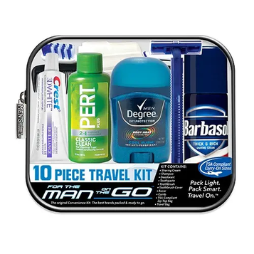  Convenience Kits International Men's Premium 20-Piece Kit with  Travel Size TSA Compliant Essentials, Featuring: Dove Men & Care Products  in Brown Dopp Bag : Clothing, Shoes & Jewelry